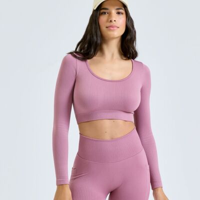 Women’s TriDri® ribbed seamless '3D Fit' crop top Thumbnail